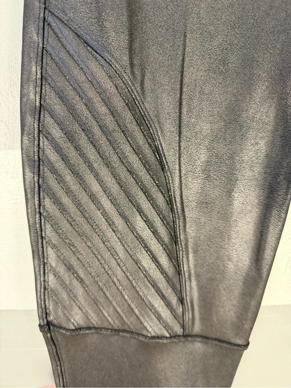 SPANX Black High-Waist Moto Panel Leggings - Picture 3 of 8